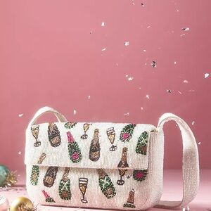 Anthropologie Fiona Beaded Champagne Bag